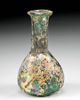 Gorgeous Roman Glass Flask w/ Shimmering Iridescence