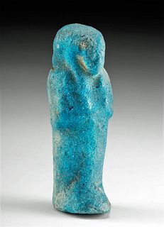 Egyptian Third Intermediate Faience Ushabti, Blue Glaze