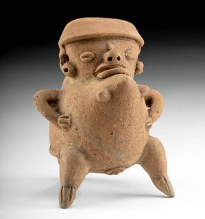 Costa Rican Pottery Female Figural Tripod Whistle