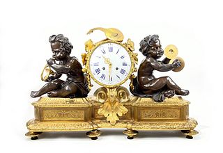 19th c. Large French Bronze Mantel Clock