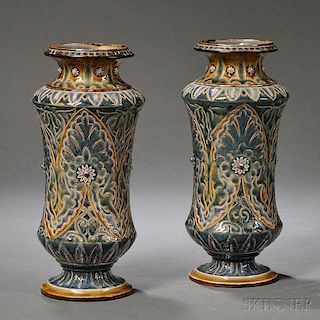 Pair of Doulton Lambeth Frank Butler Stoneware Vases