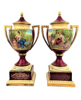 Pair of Royal Vienna Porcelain Vases