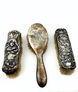 Three Victorian sterling silver brushes