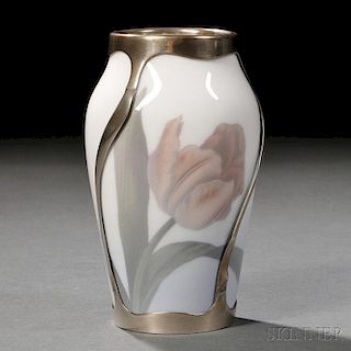 Royal Copenhagen Sterling Silver-mounted Vase