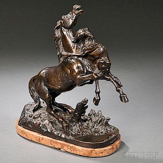 After Pierre-Jules Mêne (French, 1810-1879)       Bronze Figure of a Wolf Attacking a Horse