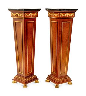 Pair of Regency Style Parcel Gilt Pedestals