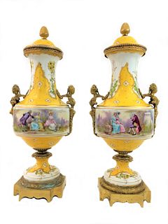 Antique Pair of Yellow Sevres of the 19th Century
