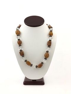 1960's Agate, Crystal and Sterling Silver Necklace.
