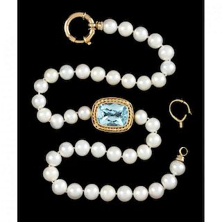 14KT Pearl and Topaz Necklace