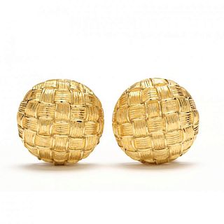 Pair of 18KT Gold Ear Clips, signed