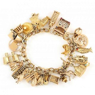 Gold Charm Bracelet with Charms