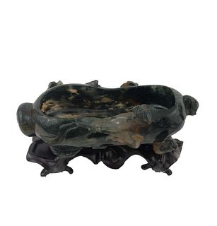 Antique Chinese Hand Carved Ashtray