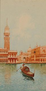 Giovanni Lombardo Calamia (Italian, b. 1849)      Piazza San Marco with Foreground Gondola