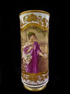 KPM Porcelain Vase with Painting After Conrad Kiesel