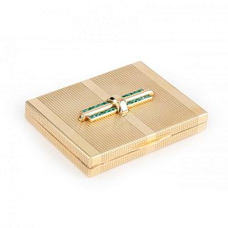 Art Deco 14KT Gold and Emerald Compact, Tiffany & Co.