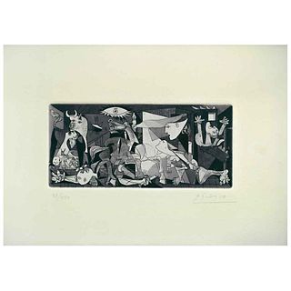 PABLO PICASSO, Guernica, Signed, Aquatint etching 43 / 150, 3.3 x 7.4" (8.6 x 19 cm) image, 8.2 x 11.8" (21 x 30 cm) paper | PABLO PICASSO, Guernica, 