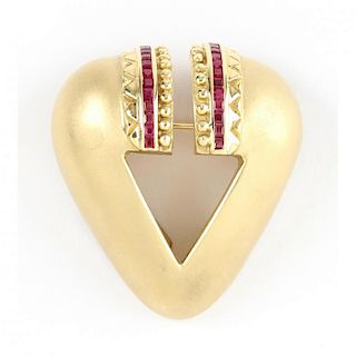 18KT Gold and Ruby Brooch, M. Stowe