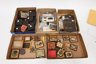 Five Tray Lots of Daguerreotype, Ambrotypes, and Tintypes, many in cases.