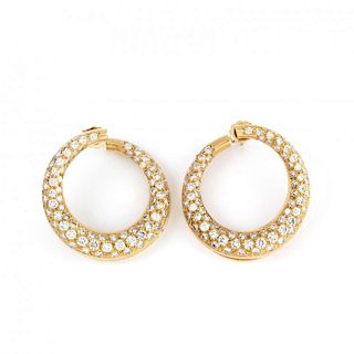 18KT Gold and Diamond Hoop Earrings