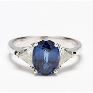 18KT White Gold, Sapphire, and Diamond Ring
