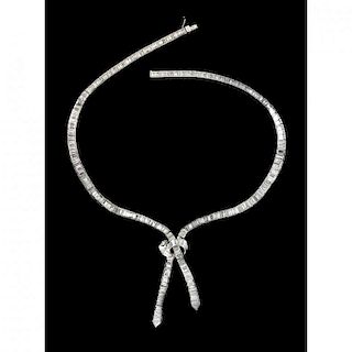 Platinum and Diamond Bow Knot Necklace