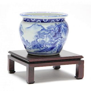 Japanese Blue and White Porcelain Small Jardiniere  