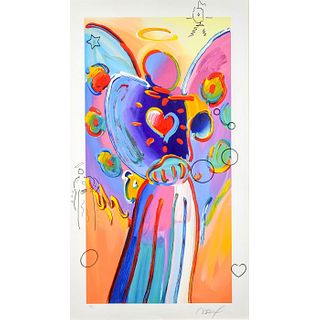 Peter Max (b. 1937) Acrylic On Canvas, Angel With Heart