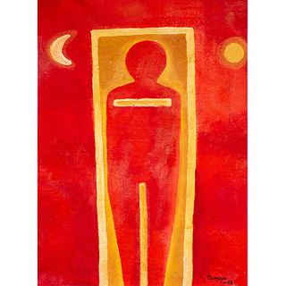 Rufino Tamayo (Mexican 1899-1991) Acrylic on Paper, Hombre En La Luna