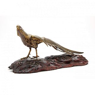 Japanese Bronze Figure of A Pheasant 