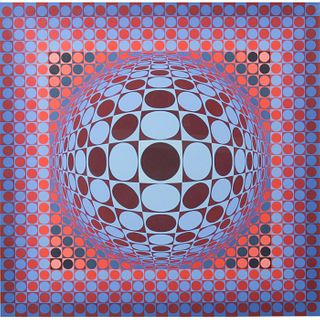 Victor Vasarely Optical Illusion Lithograph Print "Hang"