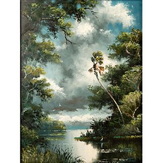Sam Newton (American b. 1948) Florida Highwaymen Landscape, Oil on Board