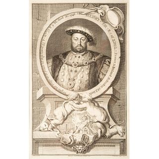 Houbraken Framed Portrait Engraving, King Henry VIII
