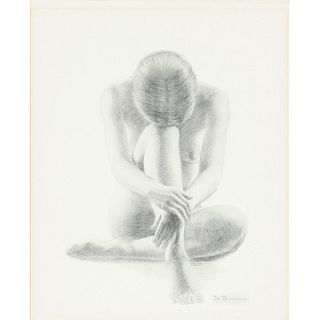 De Simone Pencil Drawing Print, Nude Woman