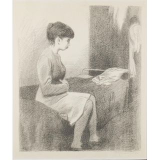 Raphael Soyer Seated Woman Signed Lithograph