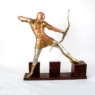 Monumental Antique Art Deco Bronze Sculpture, Archer