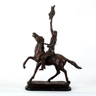 After Fredric Remington, Western Style Bronze Sculpture on Marble Base