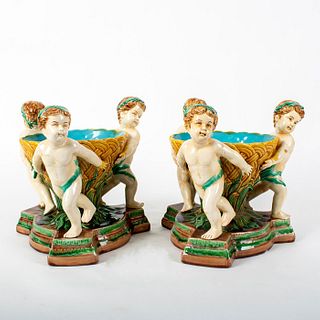 Pair of Majolica Minton Style Center Bowls