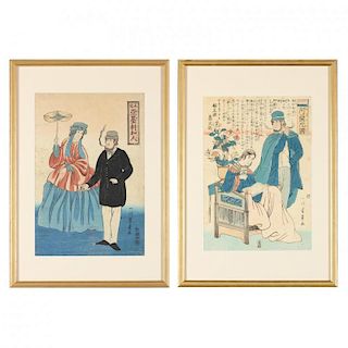 Two Japanese Woodblock Prints by Utagawa Yoshikazu  