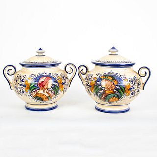 Pair of D. Ruta Italian Covered Footed Jars