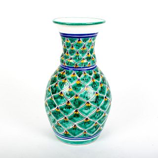 Talavera Castillo Ceramic Vase, Teal and Yellow