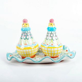 3pc Mackenzie Childs Shakers and Platter, King Ferry