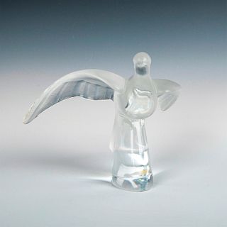 Large Lalique Crystal Bird Figurine, Flying Dove