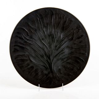 Lalique Black Crystal Plate, Algues Pattern