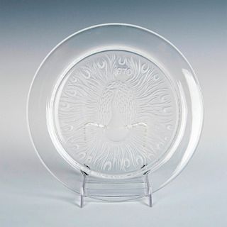 Lalique Crystal Plate, Peacock, 1970