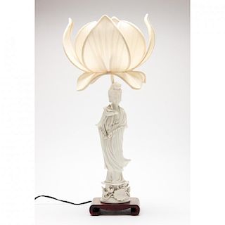 Blanc de Chine Guanyin Figural Table Lamp  
