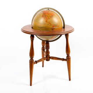 Vintage Replogle Stereo Relief World Globe In Wood Stand