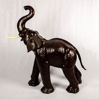 Large Leather Wrapped Elephant Sculpture