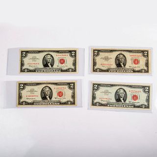 4pc 1953 and 1963 Two Dollars Legal Tender Notes