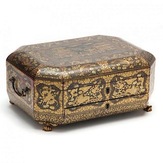 Chinese Export Lacquer Sewing Box 