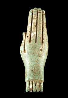 Egyptian Glazed Faience Right Hand Pendant
